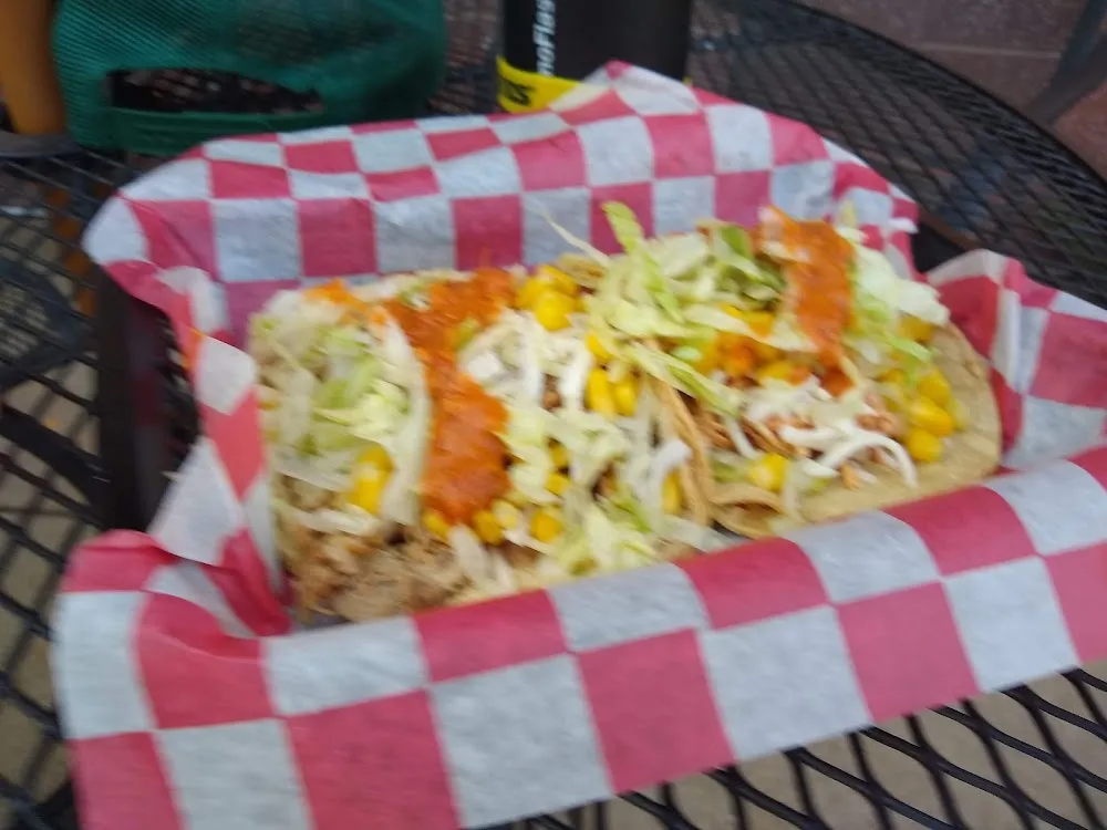 2 Corn Tacos Chicken Lettuce Corn Cheese Spicy Salsa